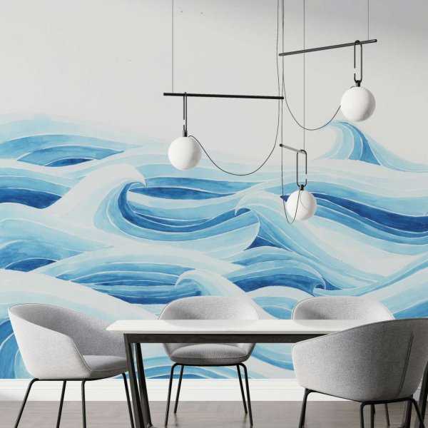 Tapeta na ścianę - WATERCOLOR WAVES ART